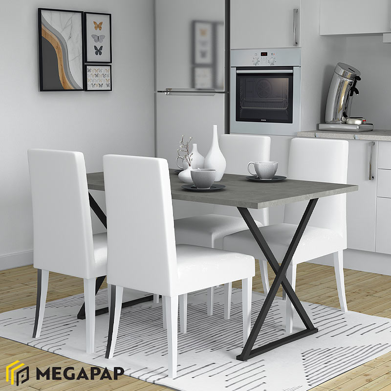 Τραπέζι Κουζίνας/Σαλονιού Bette Megapap Μεταλλικό - Μελαμίνης Χρώμα Μαύρο - Ανθρακί 140X80X76Εκ.