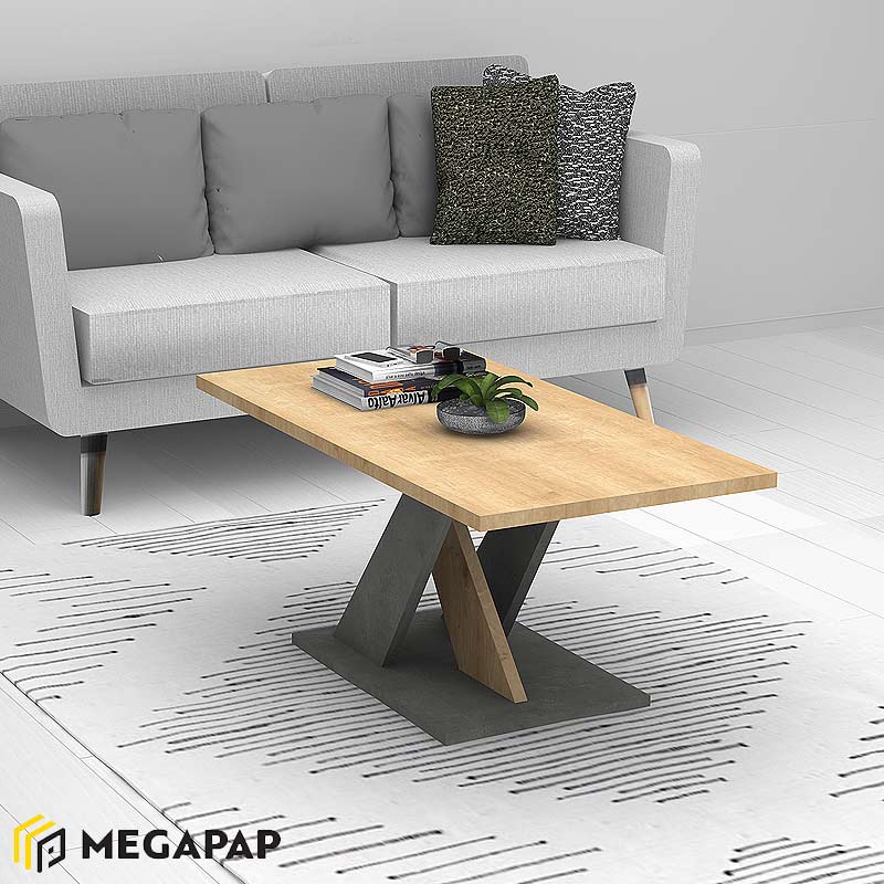 Τραπεζάκι Σαλονιού Marcello Megapap Μελαμίνης Χρώμα Sonoma - Ανθρακί 110X55X48Εκ.