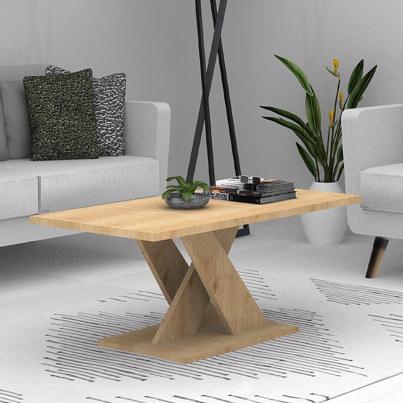 Τραπεζάκι Σαλονιού Marcello Megapap Μελαμίνης Χρώμα Φυσικό Οξιάς 110X55X48Εκ.