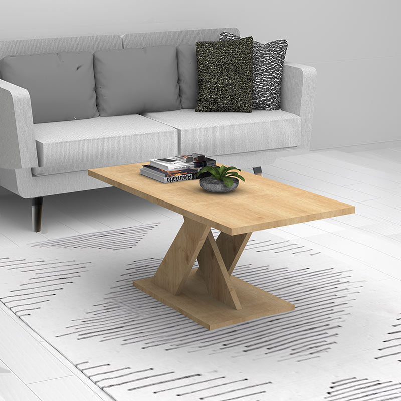 Τραπεζάκι Σαλονιού Marcello Megapap Μελαμίνης Χρώμα Φυσικό Οξιάς 110X55X48Εκ.