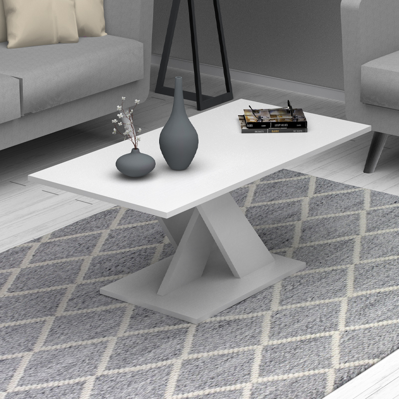 Τραπεζάκι Σαλονιού Marcello Megapap Χρώμα Λευκό 110X55X47Εκ.