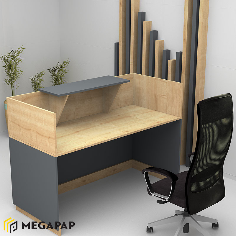 Γραφείο Reception Μελαμίνης Lemmon Megapap Χρώμα Sonoma - Ανθρακί 160X70X110Εκ.