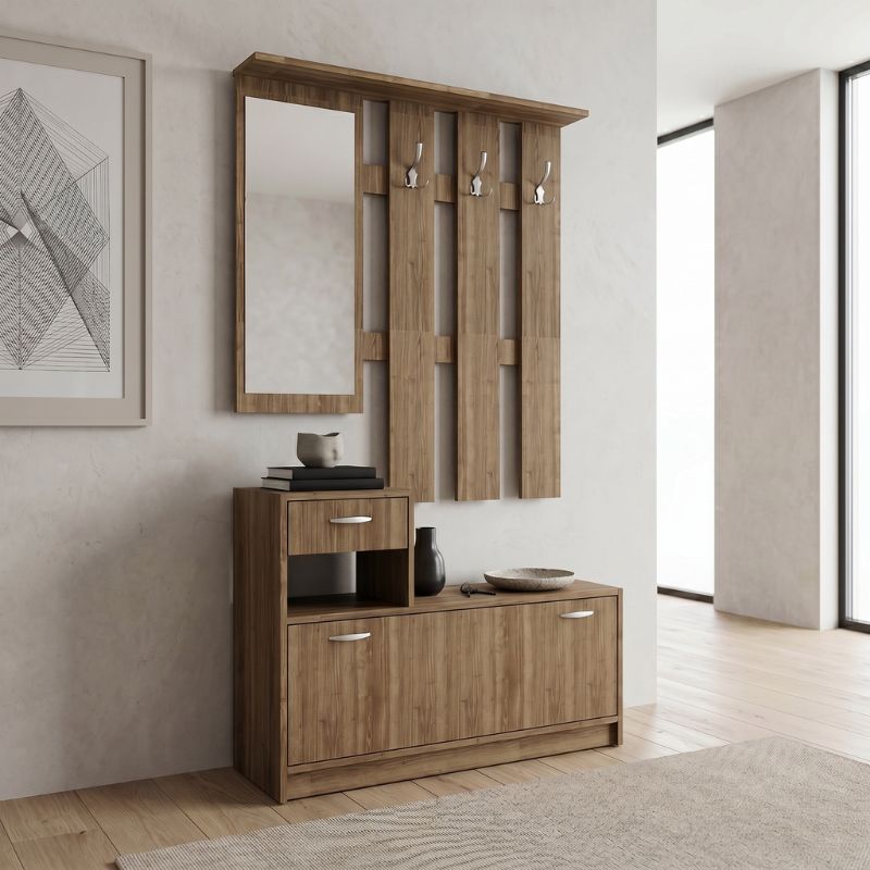 Έπιπλο Εισόδου Raynold Megapap Χρώμα Καρυδί 100X30X180Εκ.