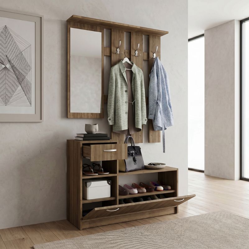 Έπιπλο Εισόδου Raynold Megapap Χρώμα Καρυδί 100X30X180Εκ.
