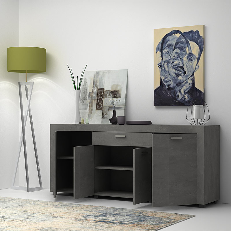 Μπουφές Μελαμίνης Joseph Megapap Χρώμα Ανθρακί 177X40X76Εκ.