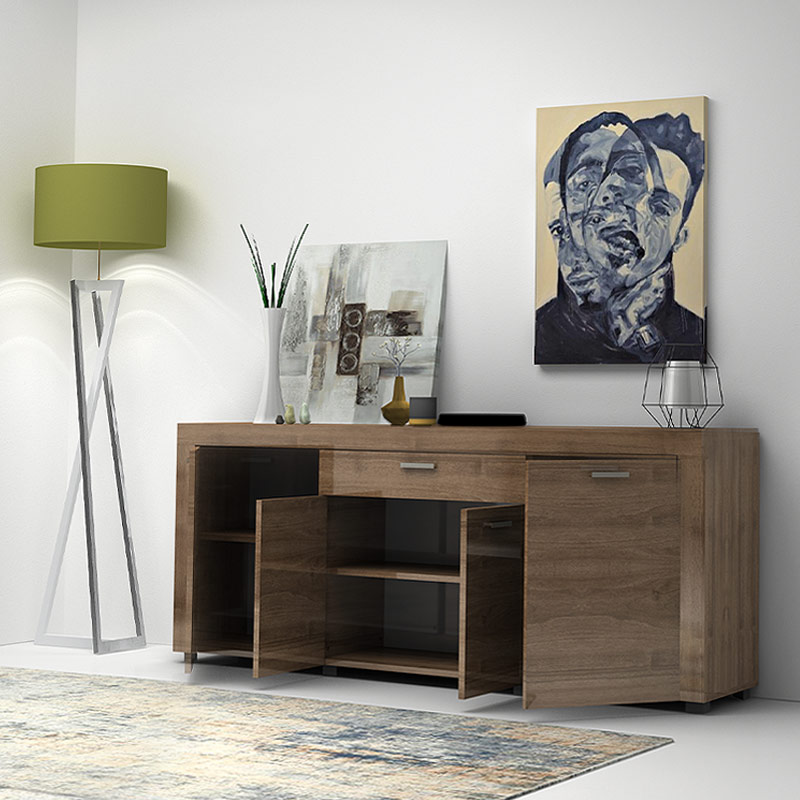 Μπουφές Μελαμίνης Joseph Megapap Χρώμα Καρυδί 177X40X76Εκ.