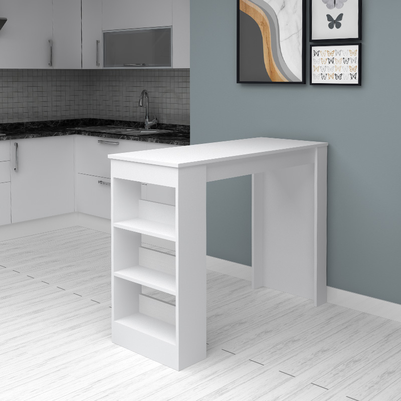 Τραπέζι Μπαρ Deep Megapap Χρώμα Λευκό 120X50X100Εκ.