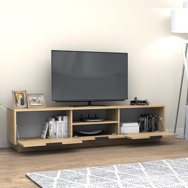 Έπιπλο Τηλεόρασης Mensa Megapap Χρώμα Φυσικό Οξιάς 180X35X43Cm.