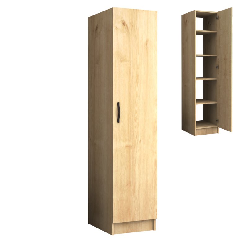 Ντουλάπα Ρούχων Ricardo Megapap Μονόφυλλη Χρώμα Φυσικό Οξιάς 40X51,8X181Εκ.