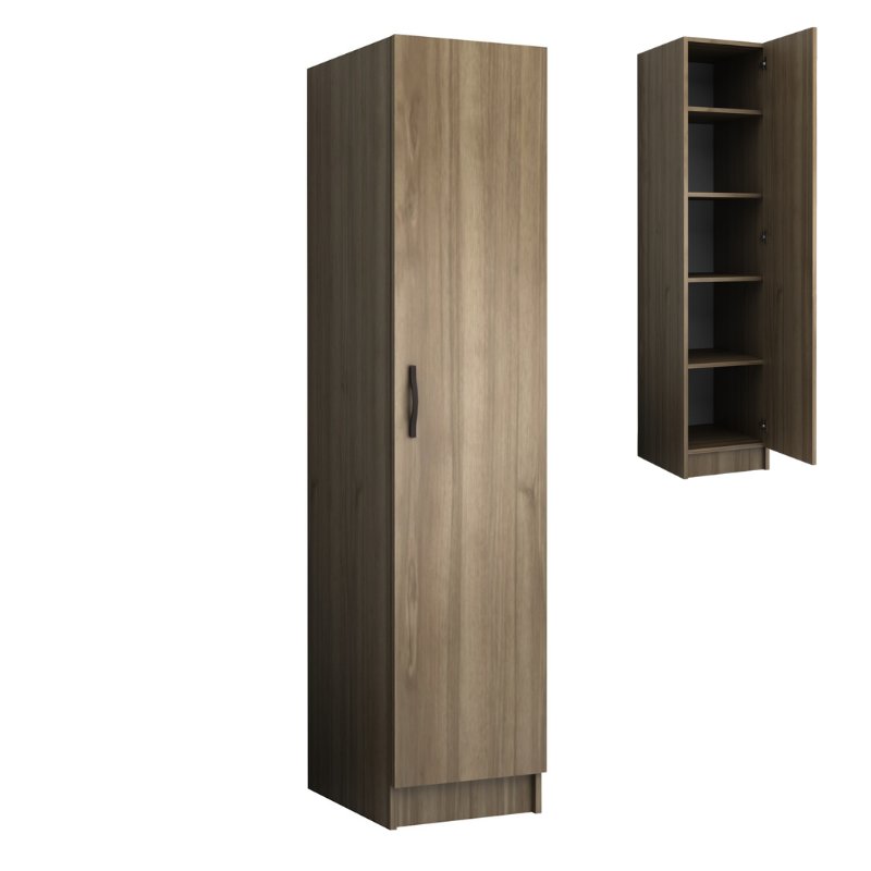 Ντουλάπα Ρούχων Ricardo Megapap Μονόφυλλη Χρώμα Καρυδί 40X51,8X181Εκ.