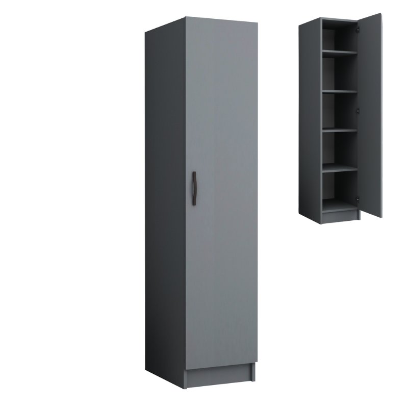 Ντουλάπα Ρούχων Ricardo Megapap Μονόφυλλη Χρώμα Ανθρακί 40X51,8X181Εκ.