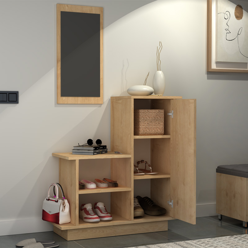 Έπιπλο Εισόδου Cute Megapap Χρώμα Φυσικό Οξιάς 90X35X95Εκ.
