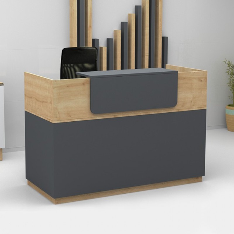 Γραφείο Reception Lemmon Megapap Χρώμα Φυσικό Οξιάς - Ανθρακί 120X70X110Εκ.