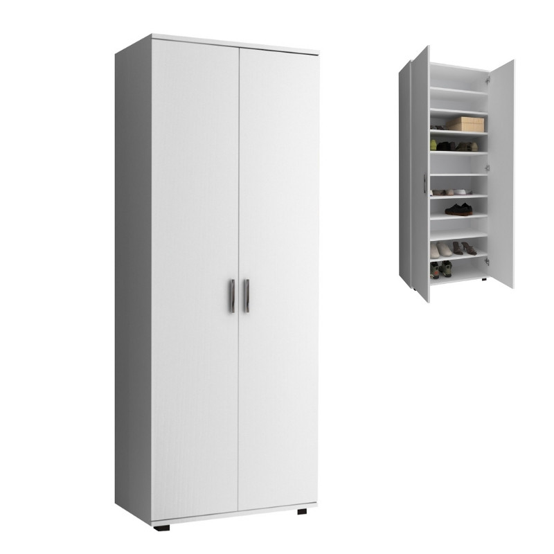 Ντουλάπα Ρούχων - Παπουτσοθήκη Eric Megapap Δίφυλλη Χρώμα Λευκό 76X36X187Εκ.