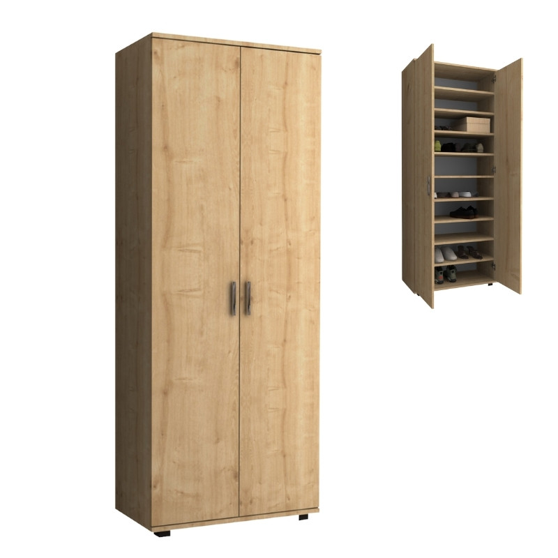 Ντουλάπα Ρούχων - Παπουτσοθήκη Eric Megapap Δίφυλλη Χρώμα Φυσικό Οξιάς 76X36X187Εκ.