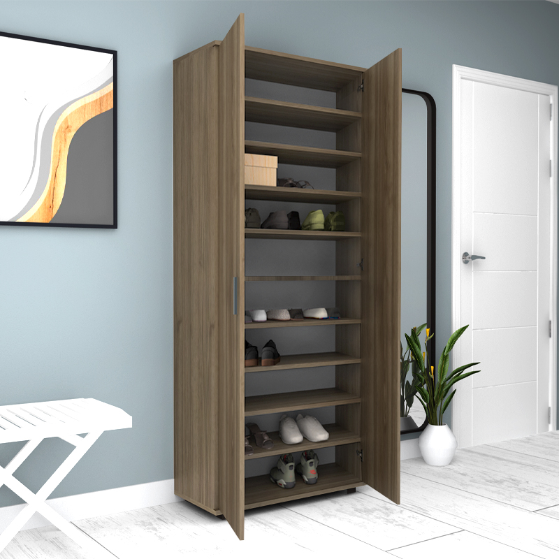 Ντουλάπα Ρούχων - Παπουτσοθήκη Eric Megapap Δίφυλλη Χρώμα Καρυδί 76X36X187Εκ.