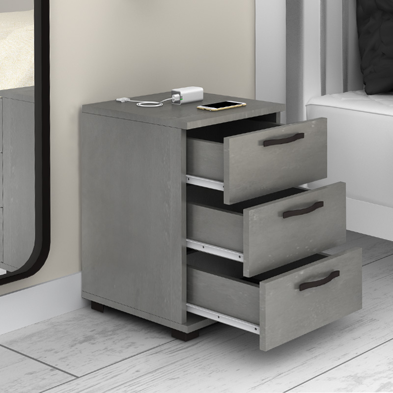 Κομοδίνο - Συρταριέρα Γραφείου Roco Megapap Χρώμα Γκρι Σκυροδέματος 40X39X57Εκ.