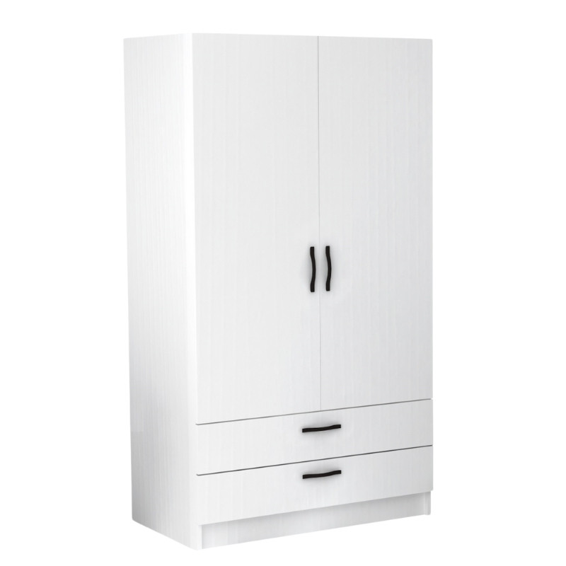 Ντουλάπα Ρούχων Victoria Megapap Δίφυλλη Με Συρτάρια Χρώμα Λευκό 100X60X181Εκ.