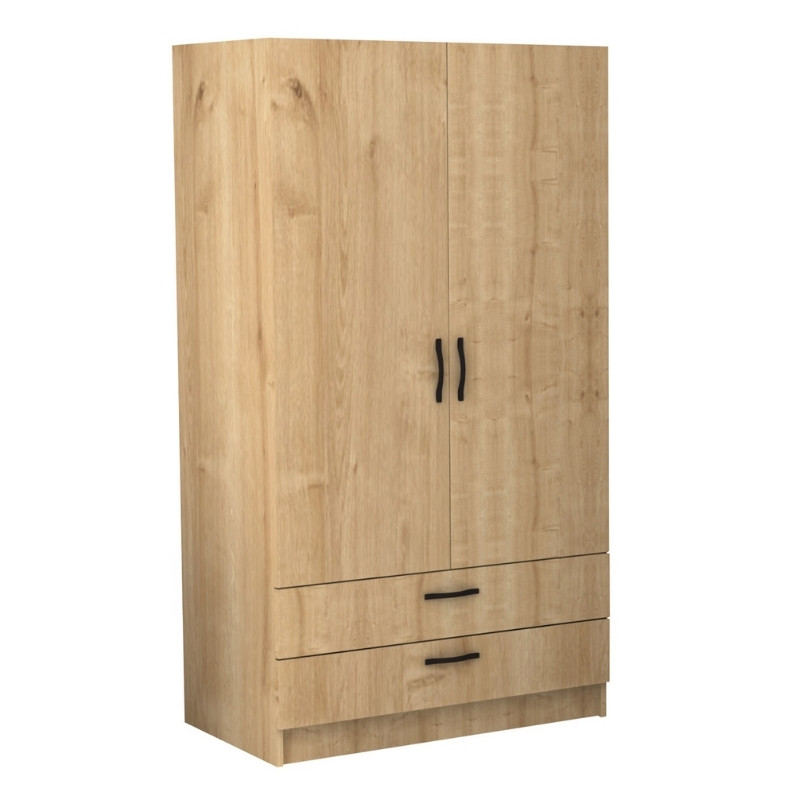 Ντουλάπα Ρούχων Victoria Megapap Δίφυλλη Με Συρτάρια Χρώμα Φυσικό Οξιάς 100X60X181Εκ.