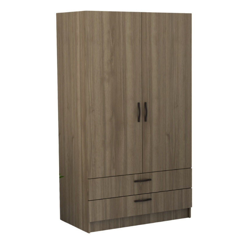 Ντουλάπα Ρούχων Victoria Megapap Δίφυλλη Με Συρτάρια Χρώμα Καρυδί 100X60X181Εκ.