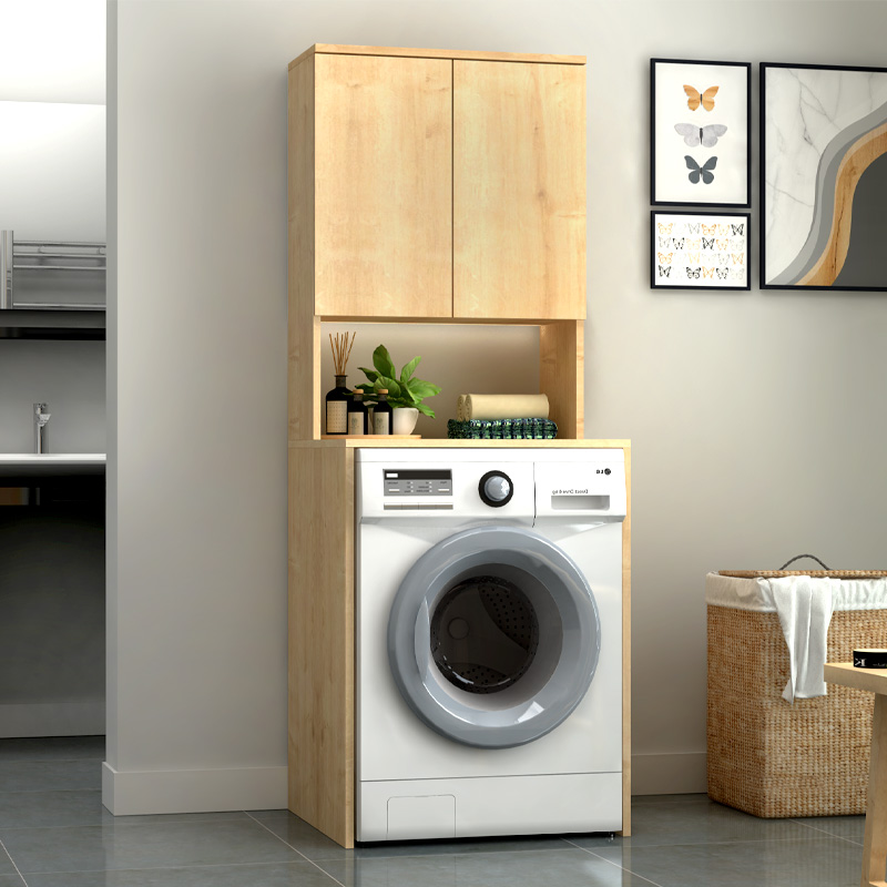 Έπιπλο Πλυντηρίου Cozen Megapap Χρώμα Φυσικό Οξιάς 65X60X178Εκ.