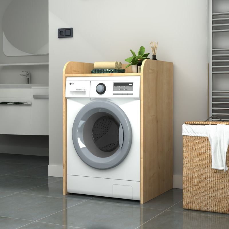Έπιπλο Πλυντηρίου Toren Megapap Χρώμα Φυσικό Οξιάς 65X60X100Εκ.