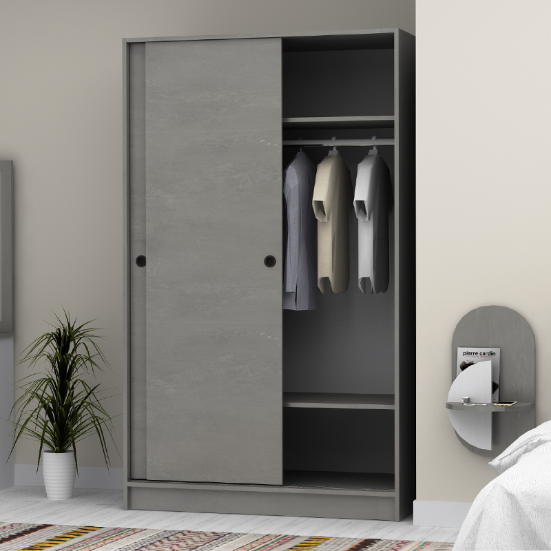 Ντουλάπα Ρούχων Regio Megapap Δίφυλλη Συρόμενη Χρώμα Καρυδί 120X60X200Εκ.