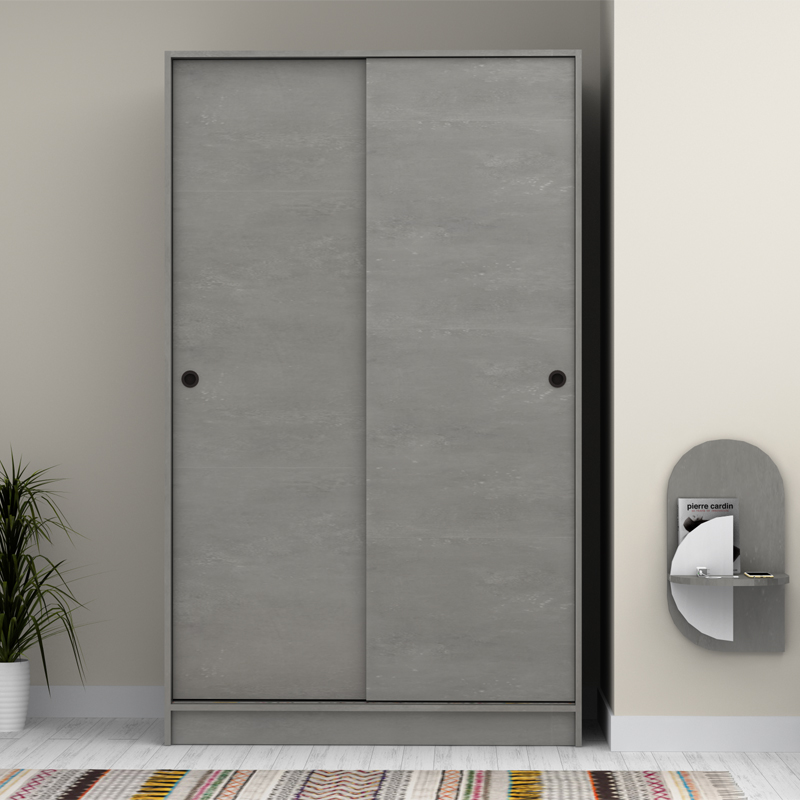 Ντουλάπα Ρούχων Regio Megapap Δίφυλλη Συρόμενη Χρώμα Καρυδί 120X60X200Εκ.