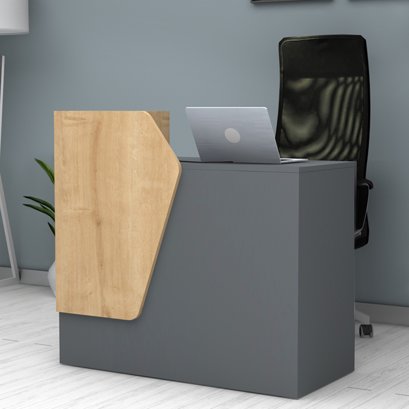 Γραφείο Υποδοχής - Reception Merlin Megapap Χρώμα Ανθρακί - Φυσικό Οξιάς 110X50X101,8Εκ.