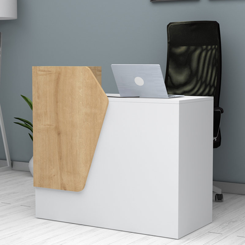 Γραφείο Υποδοχής - Reception Merlin Megapap Χρώμα Λευκό - Φυσικό Οξιάς 110X50X101,8Εκ.