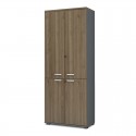 Ντουλάπα Γραφείου Με Κλειδαριά Επαγγελματική Venturo Megapap Χρώμα Ανθρακί - Καρυδί 80X40X200Εκ.