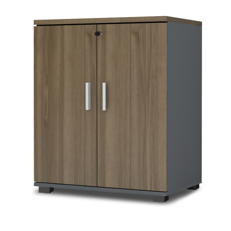 Ντουλάπι Γραφείου Με Κλειδαριά Επαγγελματικό Venturo Megapap Χρώμα Ανθρακί - Καρυδί 80X40X80Εκ.