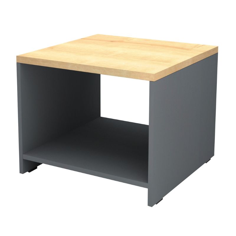 Τραπεζάκι Γραφείου Επαγγελματικό Venturo Megapap Χρώμα Ανθρακί - Φυσικό Οξιάς 60X60X45Εκ.