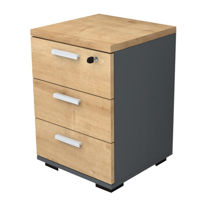 Συρταριέρα Γραφείου Επαγγελματική Venturo Megapap Χρώμα Ανθρακί - Φυσικό Οξιάς 39X40X57Εκ.