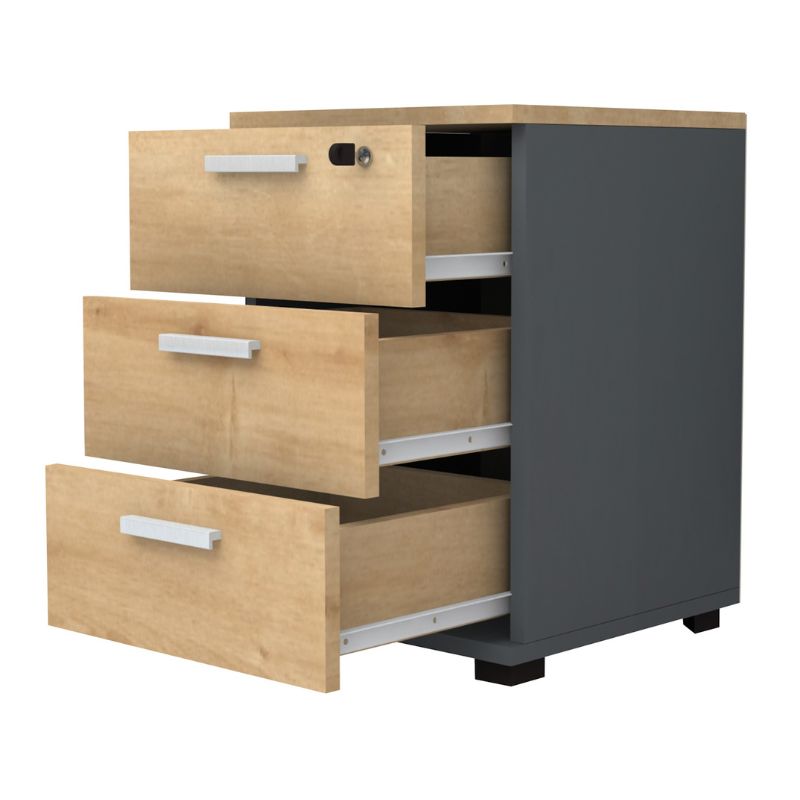 Συρταριέρα Γραφείου Επαγγελματική Venturo Megapap Χρώμα Ανθρακί - Φυσικό Οξιάς 39X40X57Εκ.