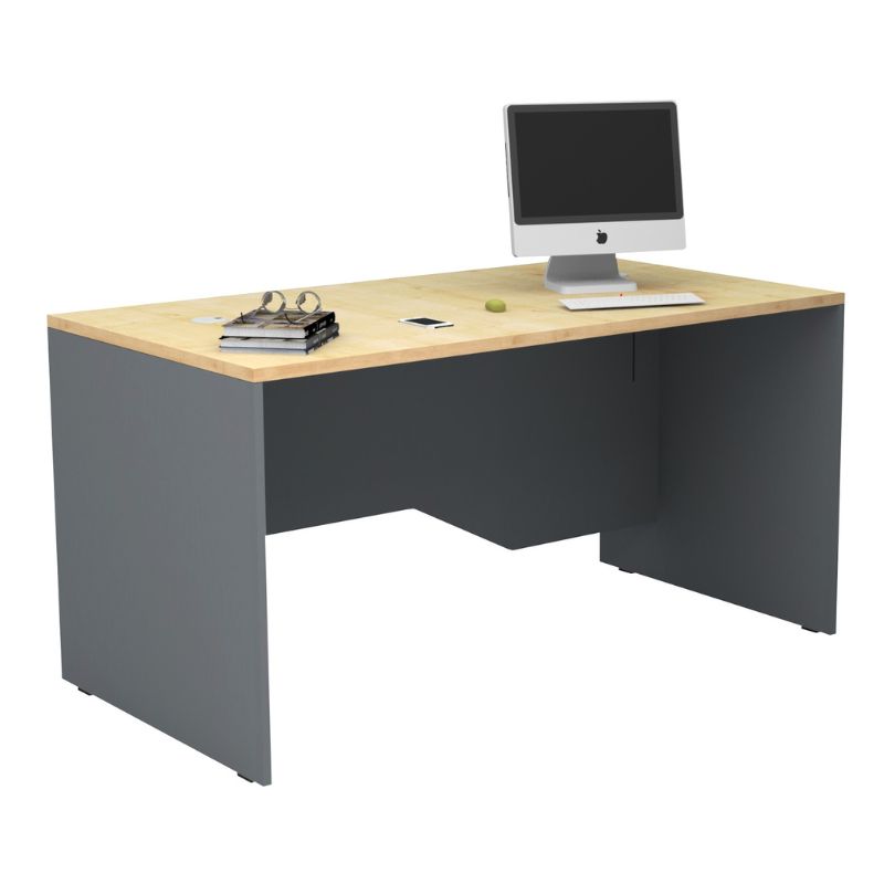 Γραφείο Επαγγελματικό Venturo Megapap Χρώμα Ανθρακί - Φυσικό Οξιάς 150X80X75Εκ.