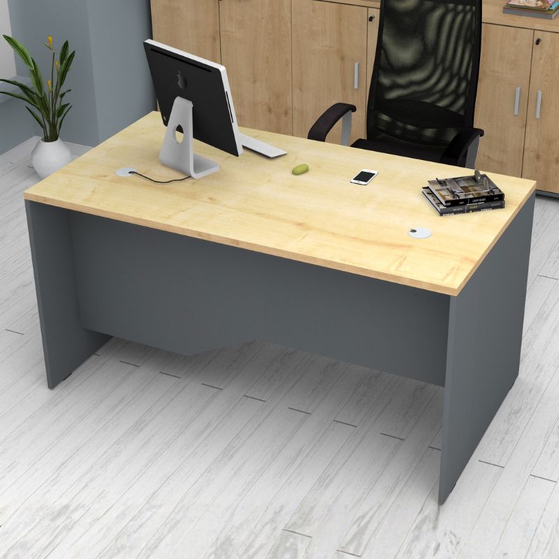 Γραφείο Επαγγελματικό Venturo Megapap Χρώμα Ανθρακί - Φυσικό Οξιάς 150X80X75Εκ.