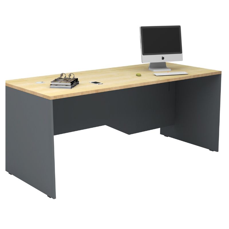 Γραφείο Επαγγελματικό Venturo Megapap Χρώμα Ανθρακί - Φυσικό Οξιάς 180X80X75Εκ.