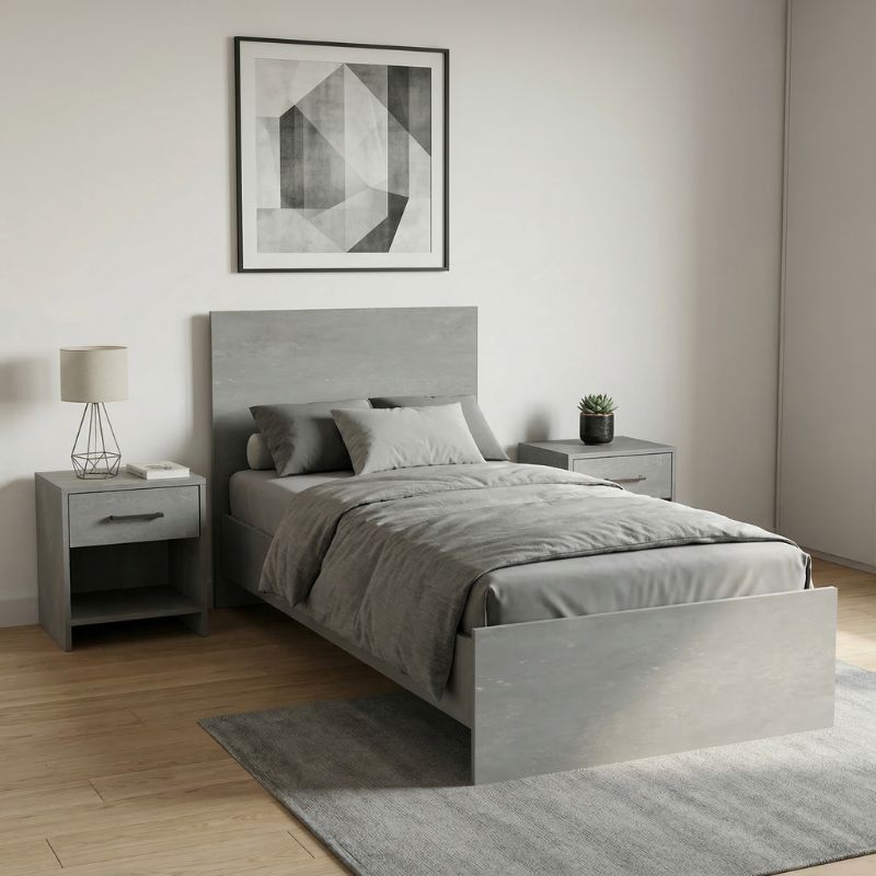 Κρεβάτι Troy Megapap Χρώμα Γκρι Σκυροδέματος 100X200Εκ.