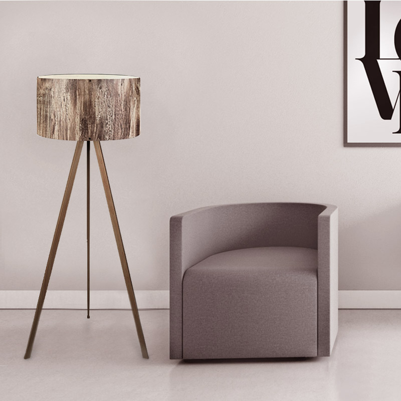 Φωτιστικό Δαπέδου Rosling Megapap Mdf/Ύφασμα/Pvc Χρωμα Καρυδί/Καφέ 38X21X140Εκ.