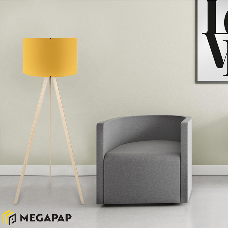 Φωτιστικό Δαπέδου Rosling Megapap Mdf/Ύφασμα/ Pvc Χρώμα Φυσικό/Κροκί 38X21X140Εκ.