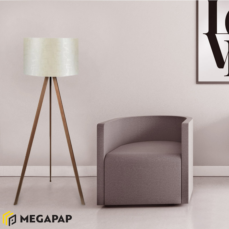 Φωτιστικό Δαπέδου Rosling Megapap Mdf/Ύφασμα/Pvc Χρώμα Καρυδί/Μπεζ 38X21X140Εκ.