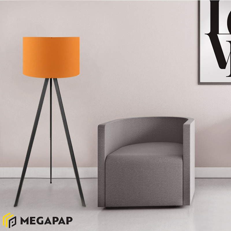 Φωτιστικό Δαπέδου Rosling Megapap Mdf/Ύφασμα/Pvc Χρώμα Μαύρο/Πορτοκαλί 38X21X140Εκ.
