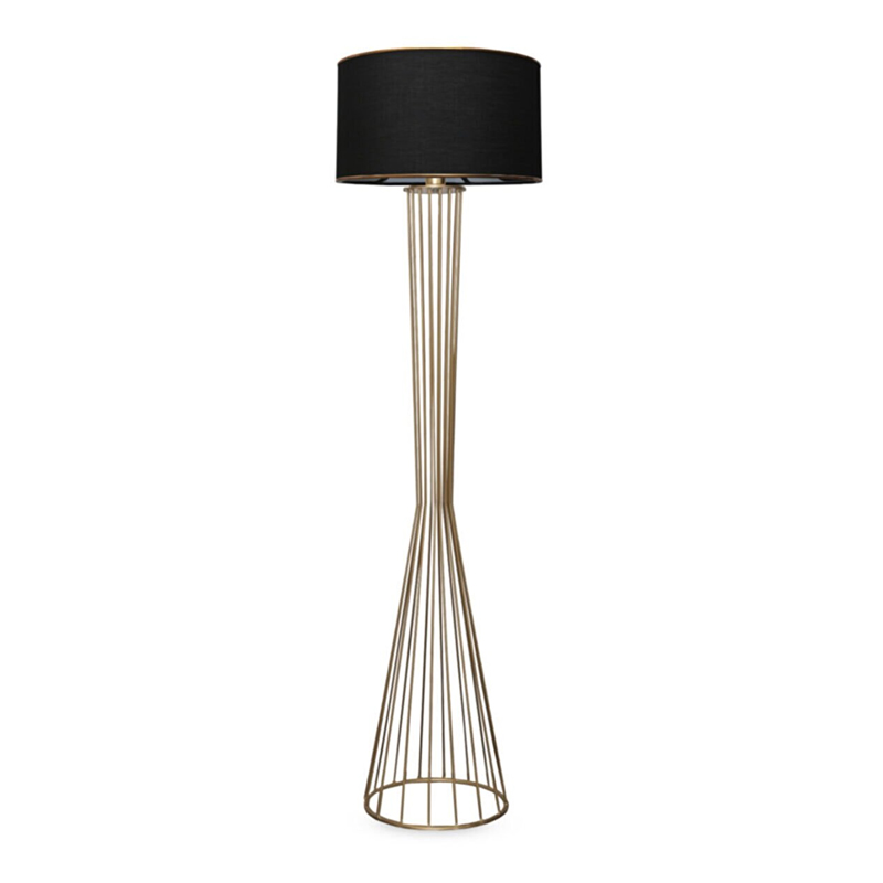 Φωτιστικό Δαπέδου Clarke Megapap Μέταλλο/Ύφασμα Χρώμα Χρυσό/Μαύρο 38X21X155Εκ.