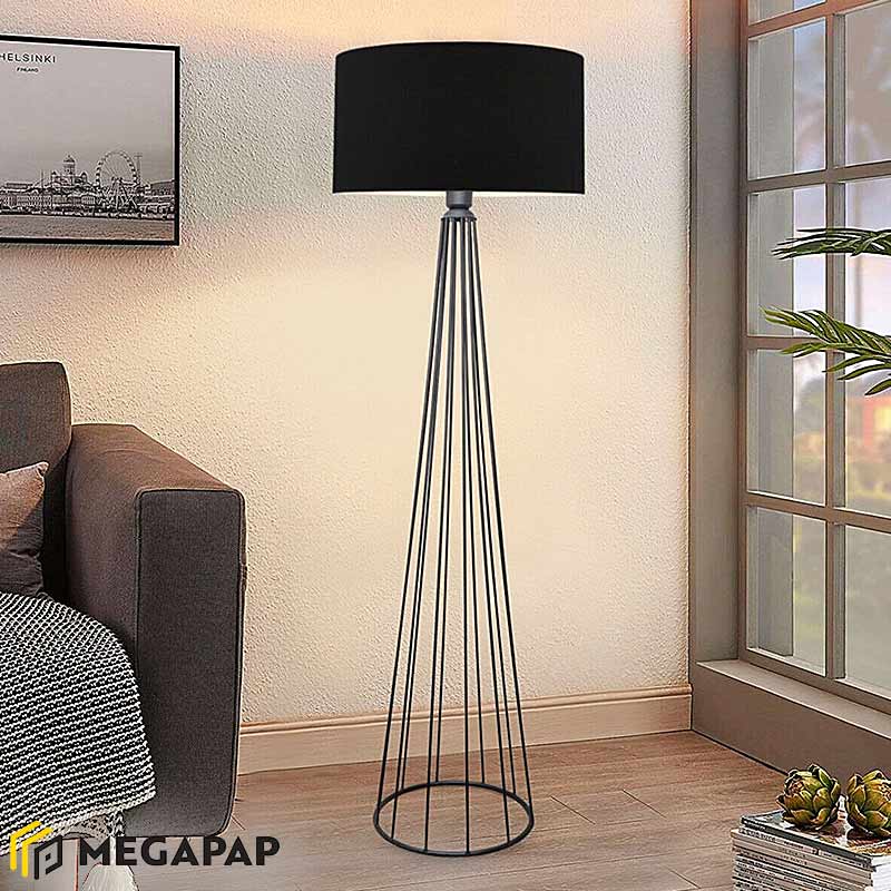 Φωτιστικό Δαπέδου Faraday Megapap Μέταλλο/Ύφασμα Χρώμα Μαύρο 38X21X155Εκ.