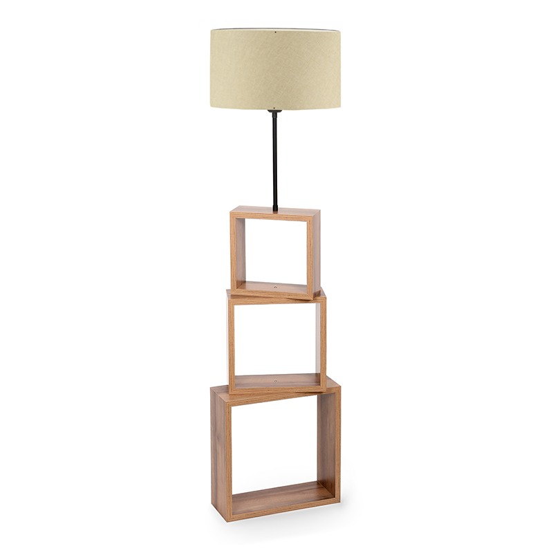 Φωτιστικό Δαπέδου Claude Megapap Mdf/Fabric/Pvc Χρώμα Καφέ/Μπεζ 37X20X140Εκ.