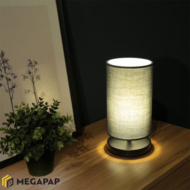 Φωτιστικό Επιτραπέζιο Winkler Megapap Ύφασμα/Ξύλο/Μέταλλο Χρώμα Ανθρακί/Μαύρο 15X24X30Εκ.