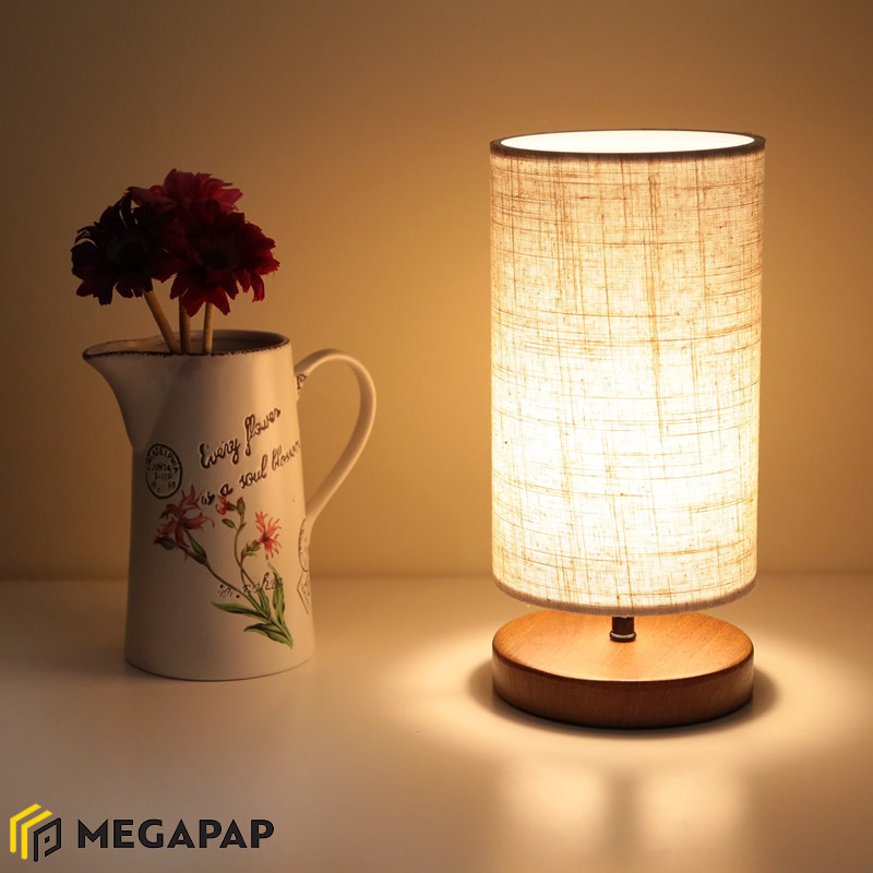 Φωτιστικό Επιτραπέζιο Winkler Megapap Wicker Ύφασμα/Ξύλο/Μέταλλο Χρώμα Ανοιχτό Καφέ 15X15X30Εκ.