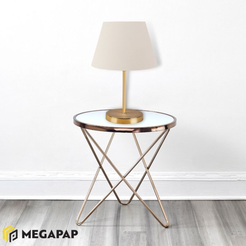 Φωτιστικό Επιτραπέζιο Rosenthal Megapap Ύφασμα/Pvc/Χρώμιο Χρώμα Κρεμ/Χρυσό 22X17X37Εκ.