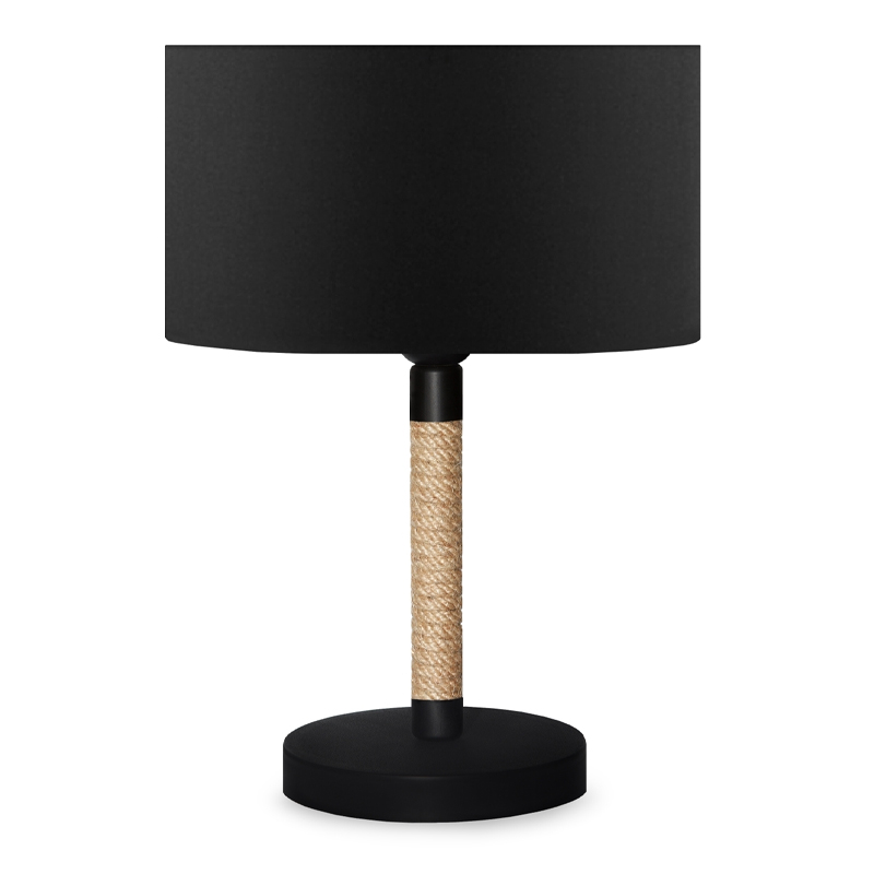 Φωτιστικό Επιτραπέζιο Jean Megapap Ύφασμα/Σχοινί/Χρώμιο Χρώμα Μαύρο/Φυσικό 24X13X37Εκ.